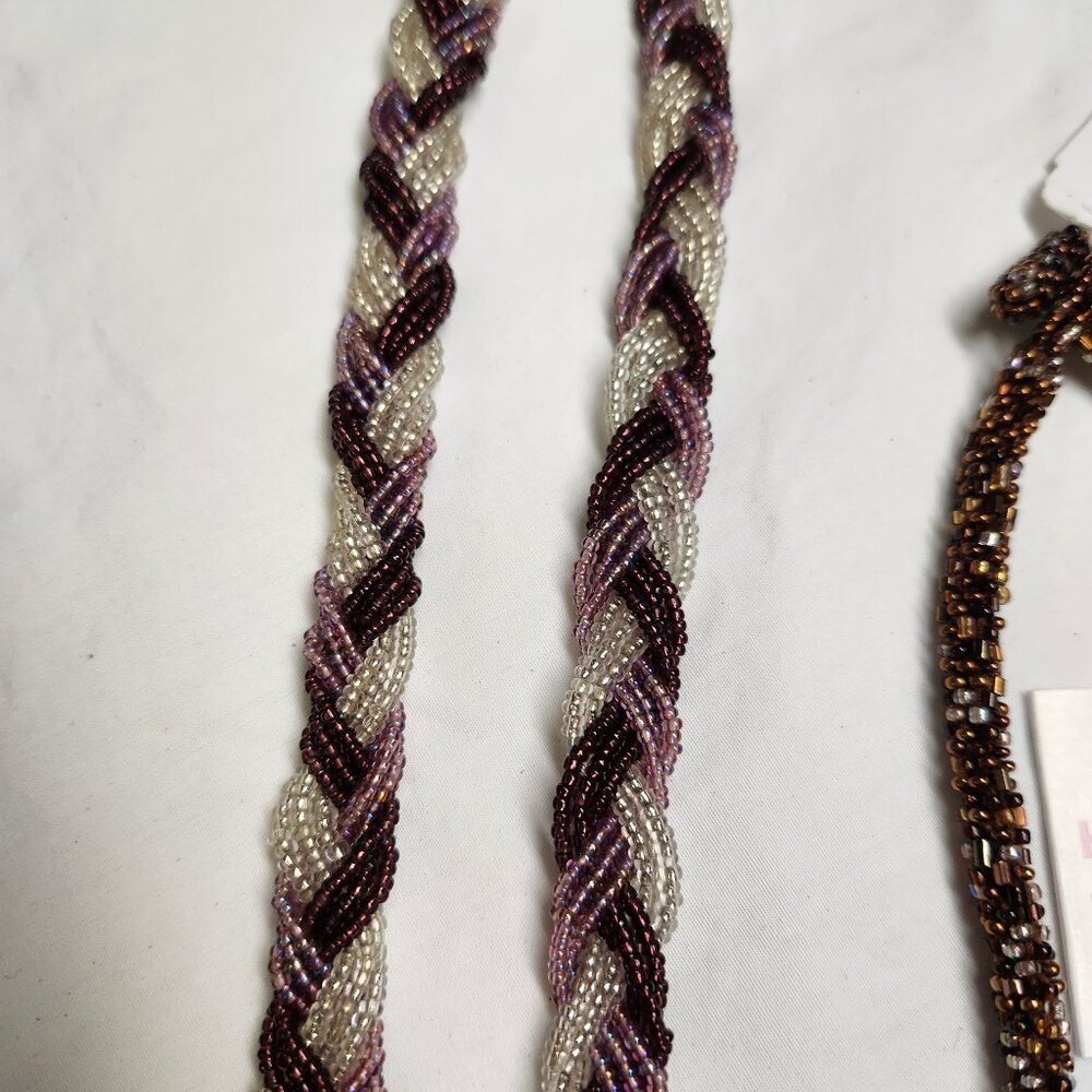 SEED BEAD NECKLACES, LOT OF 3, Himalayan gems, Fringe, Rope/Braid - Picture 5 of 12